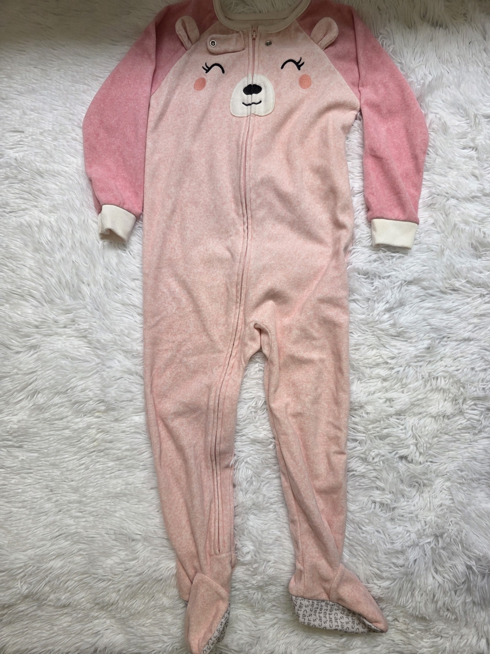 Carter's Pink Bear Footed Pajama One-Piece